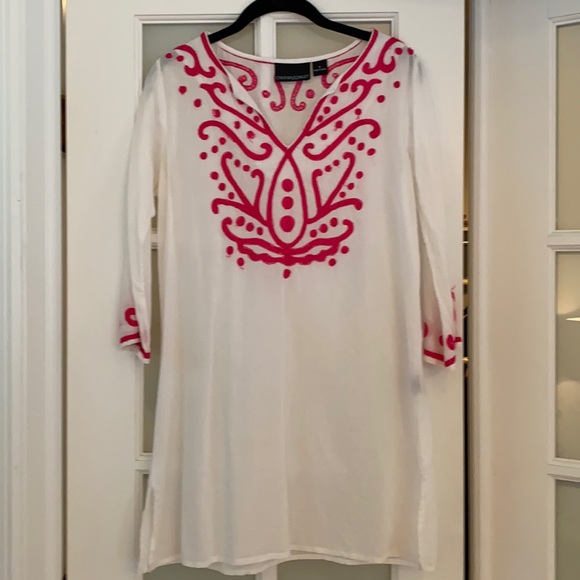 NWOT CYNTHIA ROWLEY S 💯COTTON EMBROIDERED BEACH COVER OR TUNIC TOP🏖 - Picture 1 of 7
